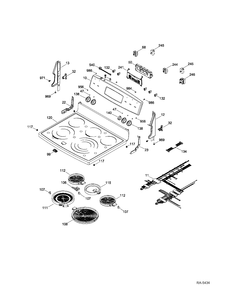 CONTROL PANEL & COOKTOP Diagram and Parts List for PCB909SR4SS  General Electric Range