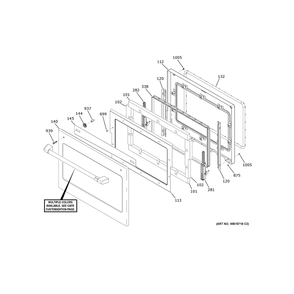 Oven Door Diagram and Parts List for CTC912P2N3S1  General Electric Microwave Oven Combo