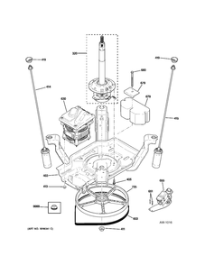 SUSPENSION, PUMP & DRIVE COMPONENTS Diagram and Parts List for WCCD2050J2WC  General Electric Washer
