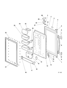 UPPER DOOR Diagram and Parts List for KBA18JBRABS  General Electric Refrigerator