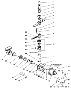 PUMP & MOTOR ASM. Diagram and Parts List for GMB4330KD147  General Electric Dishwasher