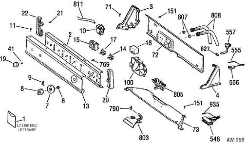 CONTROL PANEL Diagram and Parts List for 59341TCWW  General Electric Washer