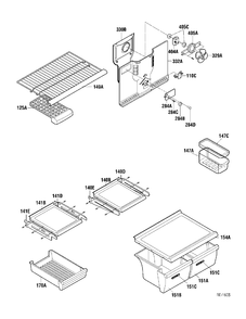 SHELVES Diagram and Parts List for GTA18JBNWW  General Electric Refrigerator