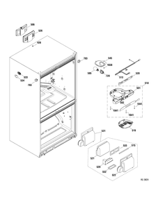 FF SECTION Diagram and Parts List for GFRF2KBYAWW  General Electric Refrigerator