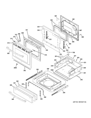Door & Drawer Parts Diagram and Parts List for P2B940SEJ6SS  General Electric Range
