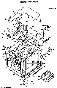 Upper Oven Diagram and Parts List for JKP27J1  General Electric Wall Oven