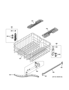 Upper Rack Assembly Diagram and Parts List for GDF540HGD6BB  General Electric Dishwasher