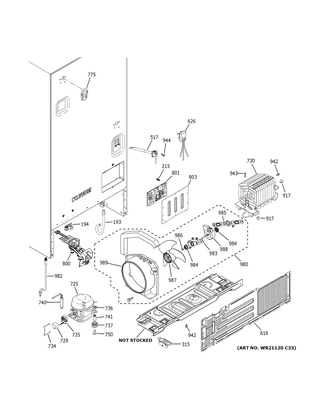 Machine Compartment Diagram and Parts List for GNE25JGKJFBB  General Electric Refrigerator