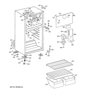 CABINET Diagram and Parts List for CTS16ABRERWW  General Electric Refrigerator
