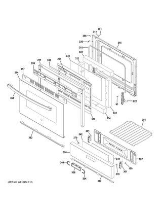 Door & Drawer Parts Diagram and Parts List for JGBS66EEK3ES  General Electric Range