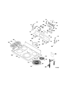 CONTROLS & COOKTOP Diagram and Parts List for ECBP82DP1WW  General Electric Range