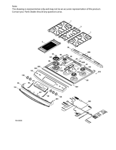 CONTROL PANEL & COOKTOP Diagram and Parts List for PC2S920EEJ3ES  General Electric Range