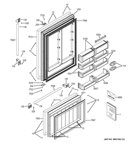 DOORS Diagram and Parts List for ZICP360NXDLH  General Electric Refrigerator