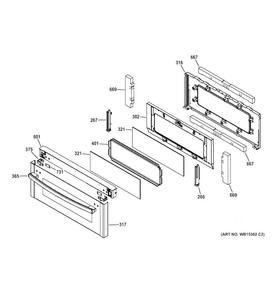 Upper Door Diagram and Parts List for PGS950SEF5SS  General Electric Range