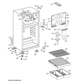 CABINET Diagram and Parts List for HTS18BBEMRBB  General Electric Refrigerator