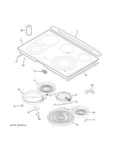 Cooktop Diagram and Parts List for PS950EF3ES  General Electric Range