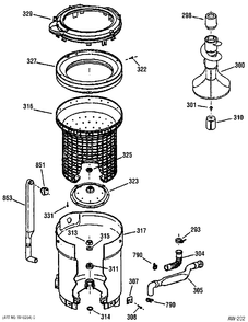 TUB, BASKET & AGITATOR Diagram and Parts List for 51451Y2WW  General Electric Washer