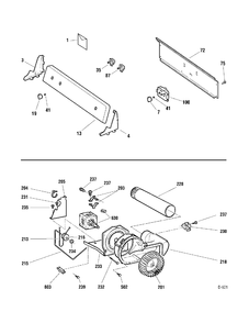 CONTROLS & DRIVE Diagram and Parts List for PBXR473GH4WW  General Electric Dryer