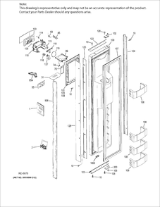 FZ DOOR Diagram and Parts List for ZISB360DKB  General Electric Refrigerator