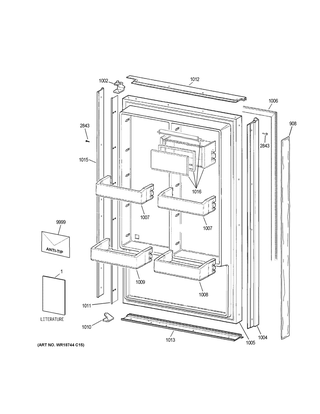 Door Diagram and Parts List for ZIR360NHCLH  General Electric Refrigerator