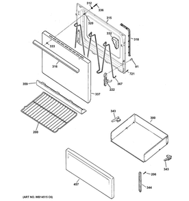 Door & Drawer Parts Diagram and Parts List for RB525DD2WW  Hotpoint Range