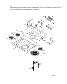 CONTROL PANEL & COOKTOP Diagram and Parts List for JCBP80DP2BB  General Electric Range