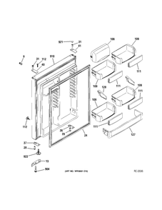 Ff Door Diagram and Parts List for ZDT800SIFII  General Electric Refrigerator