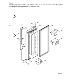FF DOOR RIGHT Diagram and Parts List for PNQ20KMHBFES  General Electric Refrigerator