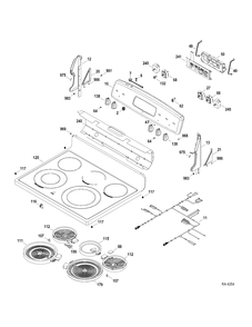 CONTROL PANEL-COOKTOP Diagram and Parts List for JCBP790DT1WW  General Electric Range