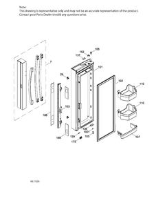 FF DOOR LEFT Diagram and Parts List for GNE21DSKBKSS  General Electric Refrigerator