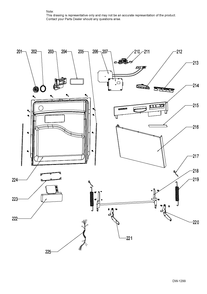 DOOR ASM Diagram and Parts List for GDF410SSF1SS  General Electric Dishwasher