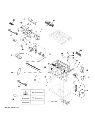 Oven Cavity Parts 1 Diagram and Parts List for CVM517P2M1S1  General Electric Microwave