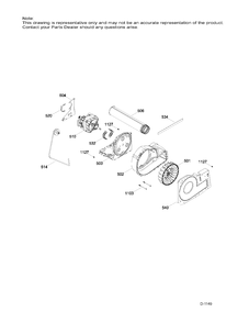 BLOWER & DRIVE ASM Diagram and Parts List for GTX22EBMK0WW  General Electric Dryer