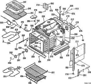 OVEN BODY Diagram and Parts List for JCKP17WP-1  General Electric Range