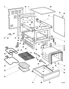 CHASSIS Diagram and Parts List for GRML3500ZWW-3  General Electric Range