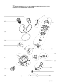 SUMP & MOTOR MECHANISM Diagram and Parts List for PDT660SGF1BB  General Electric Dishwasher