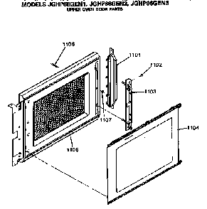 Upper Oven Door Parts Diagram and Parts List for JGHP66GEN1  General Electric Range