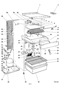 CABINET Diagram and Parts List for 32231-1  General Electric Refrigerator