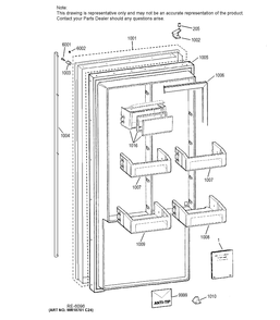 DOOR Diagram and Parts List for ZIRS360NHALH  General Electric Refrigerator