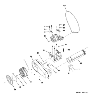 Blower & Motor Assembly Diagram and Parts List for GFD14ESSN0WW  General Electric Dryer