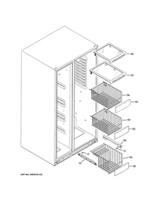 Freezer Shelves Diagram and Parts List for PSE25KGHGHWW  General Electric Refrigerator