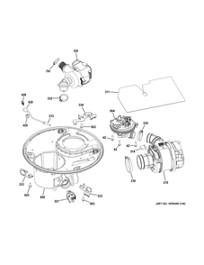 SUMP & MOTOR MECHANISM Diagram and Parts List for ZDT915SSJ2SS  General Electric Dishwasher