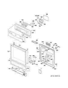 Escutcheon & Door Assembly Diagram and Parts List for GSM2260V50SS  General Electric Dishwasher