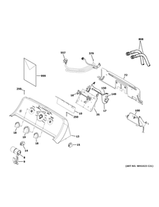 Controls And Backsplash Diagram and Parts List for GTW525ACW0WB  General Electric Washer