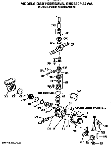 Motor/pump Diagram and Parts List for GSD1130R52WA  General Electric Dishwasher