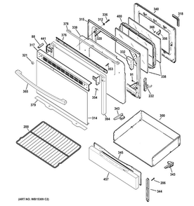 Door & Drawer Parts Diagram and Parts List for JGB695DEF1WW  General Electric Range