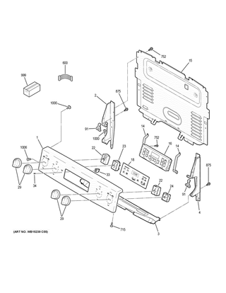 Control Panel Diagram and Parts List for JBS60DK4BB  General Electric Range