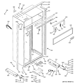 CASE PARTS Diagram and Parts List for ZISW480DRK  General Electric Refrigerator