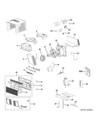 Part Location Diagram of WJ71X23910 GE Front Panel Assembly