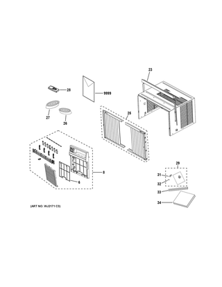 Room Air Conditioner Diagram and Parts List for AEC08LYL1  General Electric Air Conditioner